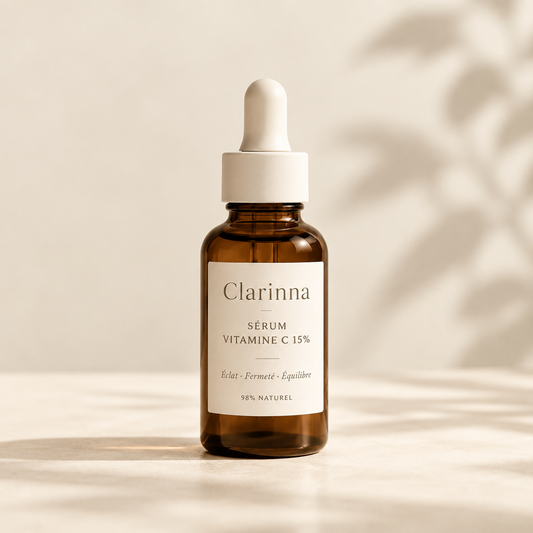 Flacon Clarinna sérum vitamine C décor épuré